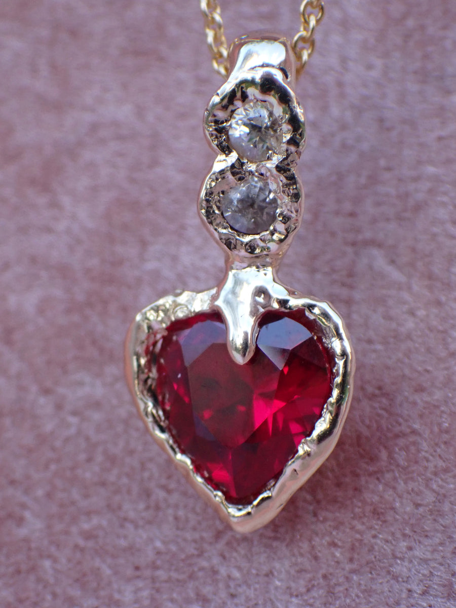 Lovefire Pendant | Gold Ruby Heart Necklace (OOAK & Ready to Ship)