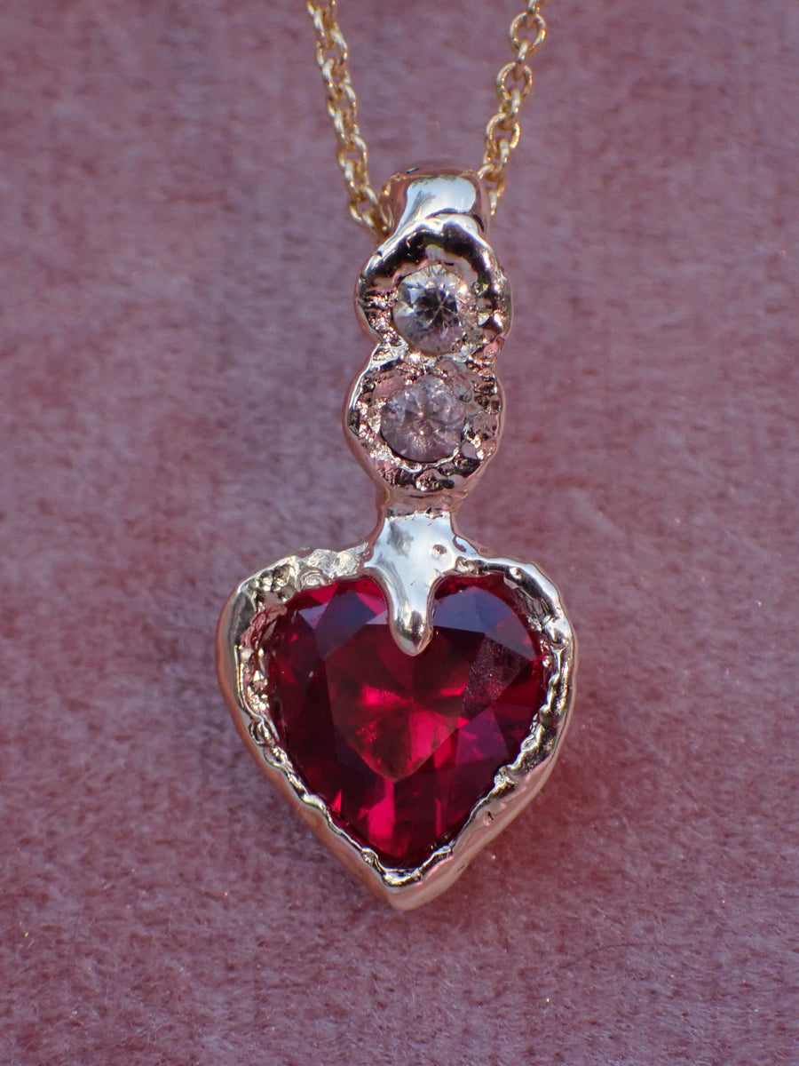 Lovefire Pendant | Gold Ruby Heart Necklace (OOAK & Ready to Ship)