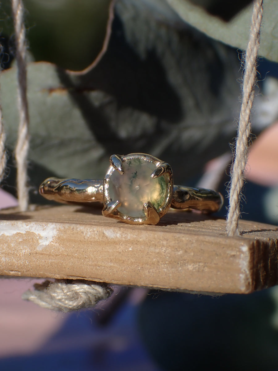 Gaia Band | Moss Agate Ring (Made to Order)