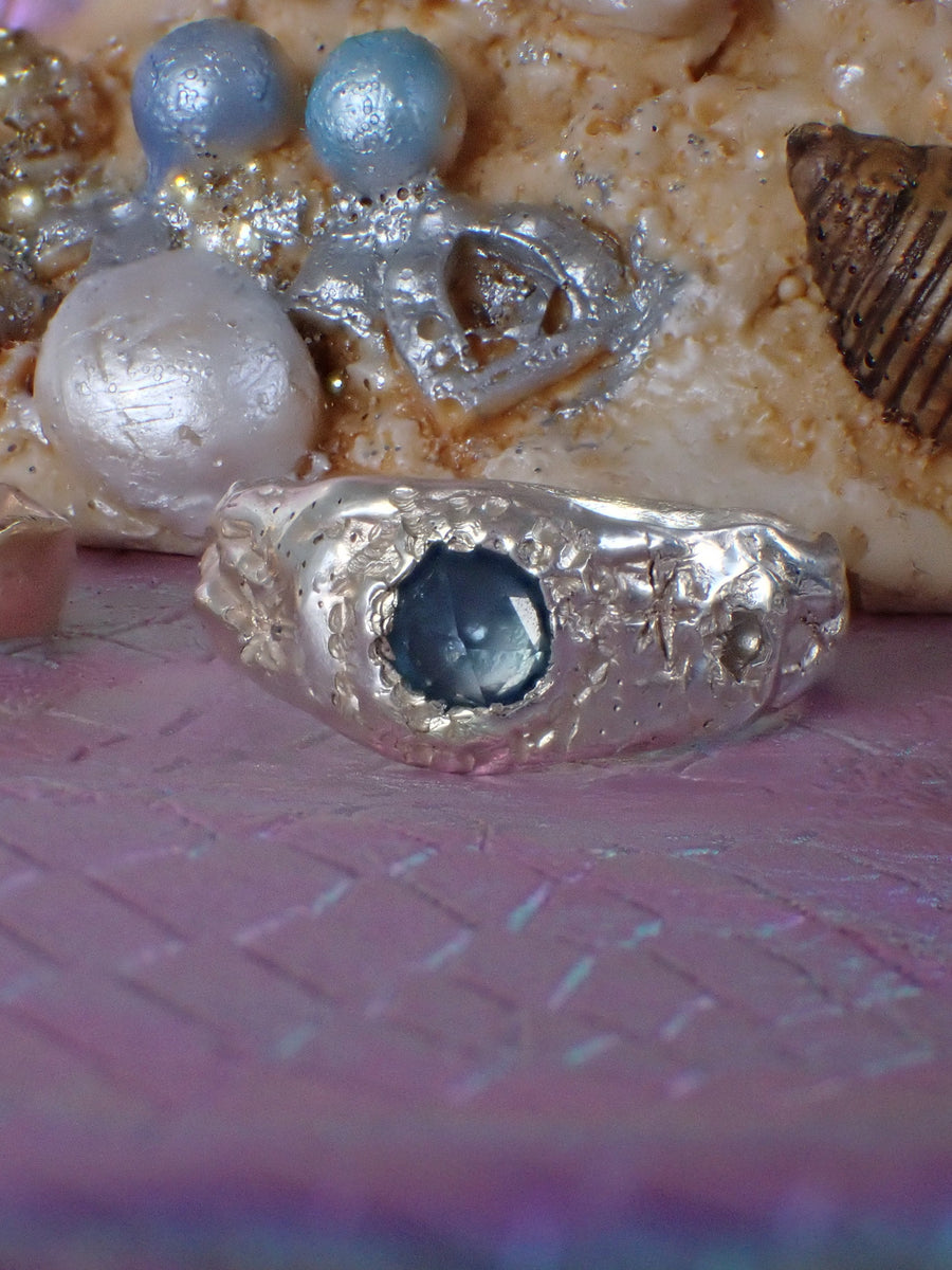 Whirlpool Galaxy Band | Sapphire Signet Ring | Size O 1/2 / 7.5 (OOAK & Ready to Ship)