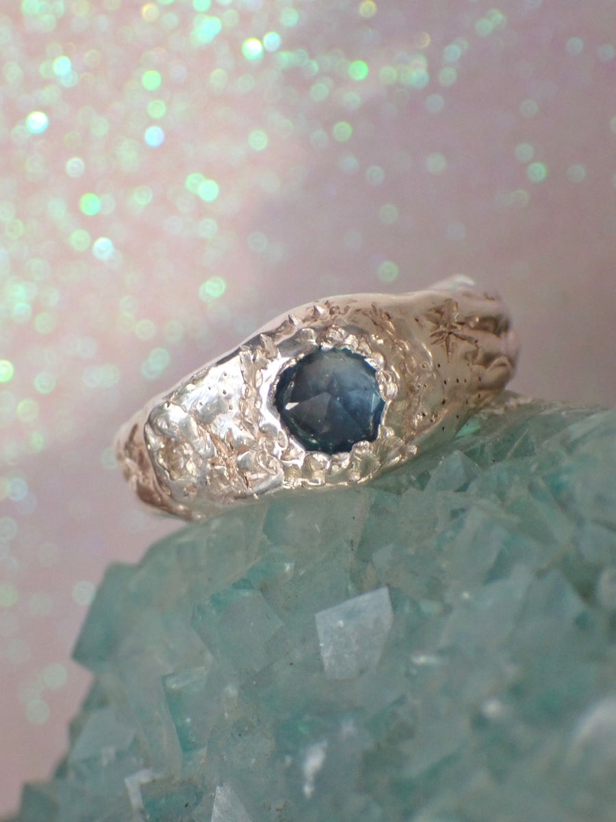 Whirlpool Galaxy Band | Sapphire Signet Ring | Size O 1/2 / 7.5 (OOAK & Ready to Ship)