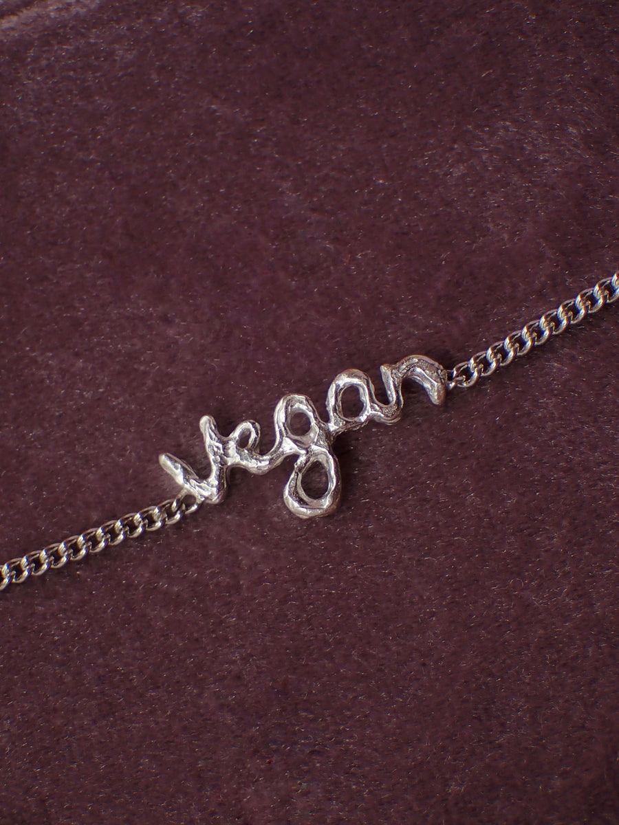 Vegan Bracelet  | Gold or Silver Handwritten Plant Based Bracelet (Made to Order)