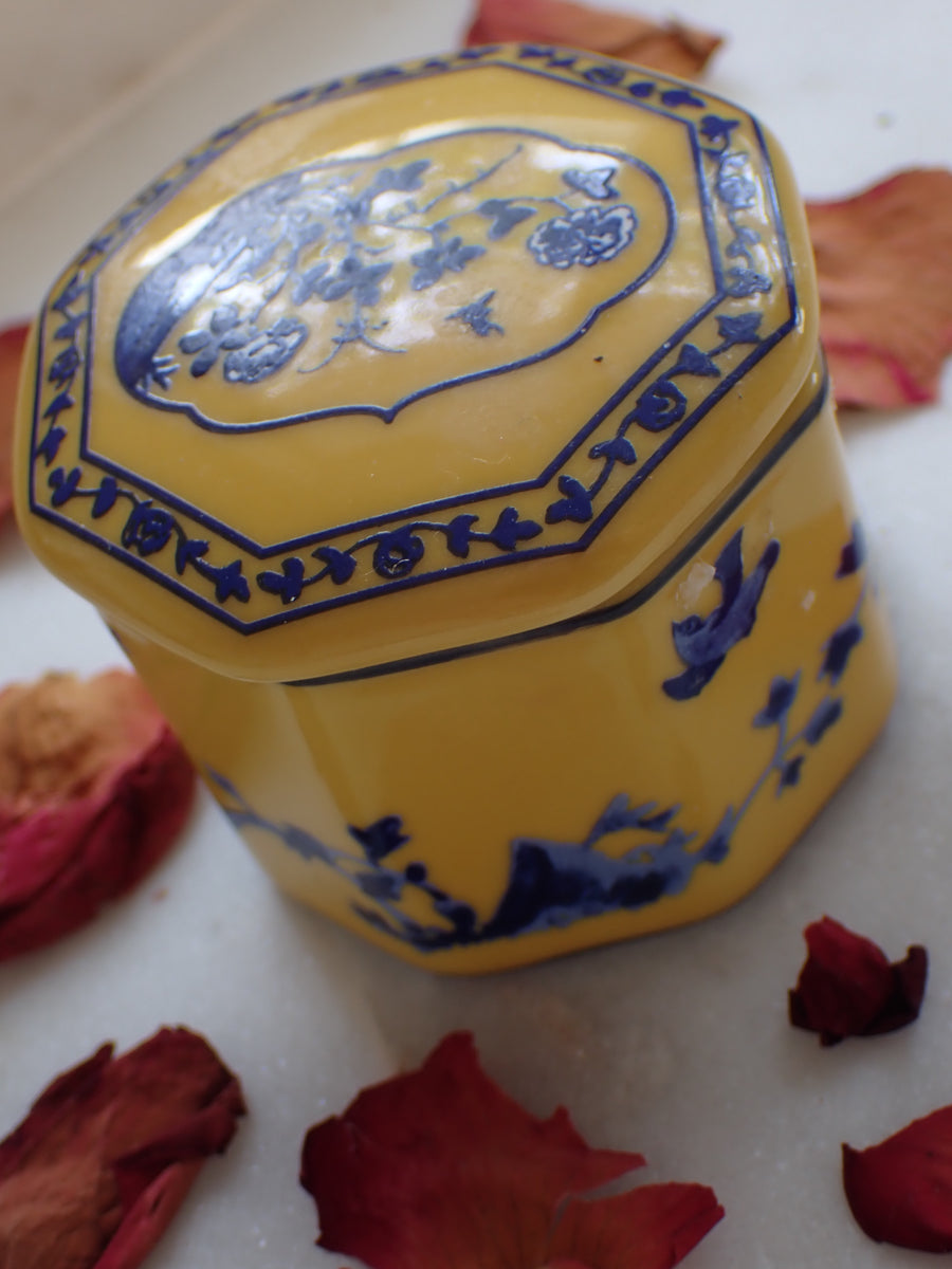 Blue Bird Octagonal Ceramic Trinket Box | Jewellery Box