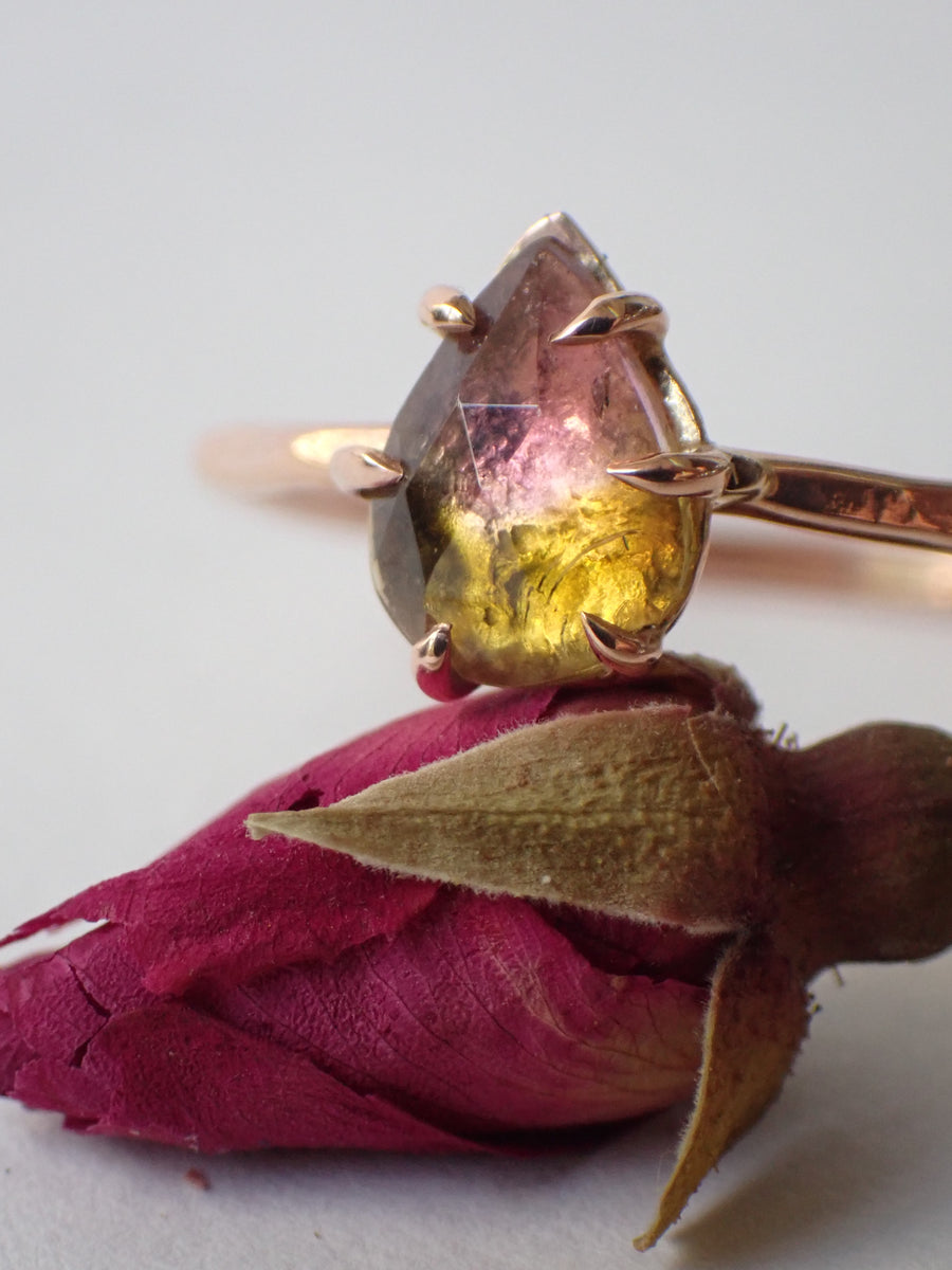 Juicy Fruit Ring | Rose Gold Watermelon Tourmaline Ring | Size 9.75 / T (OOAK & Ready to Ship)
