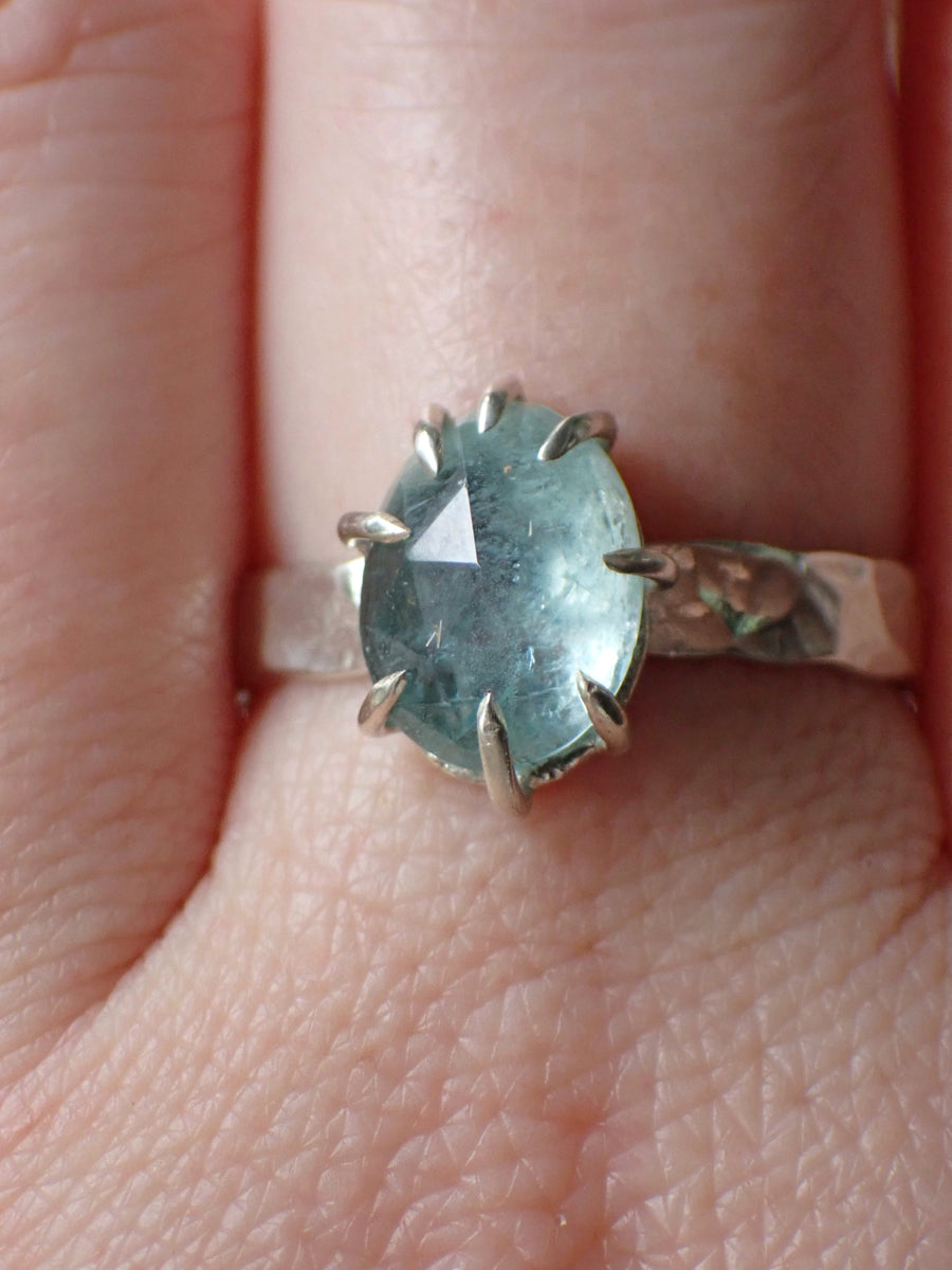 Icicle Band | Silver Aquamarine Ring | Size Q 1/2 / 8.5 (OOAK & Ready to Ship)