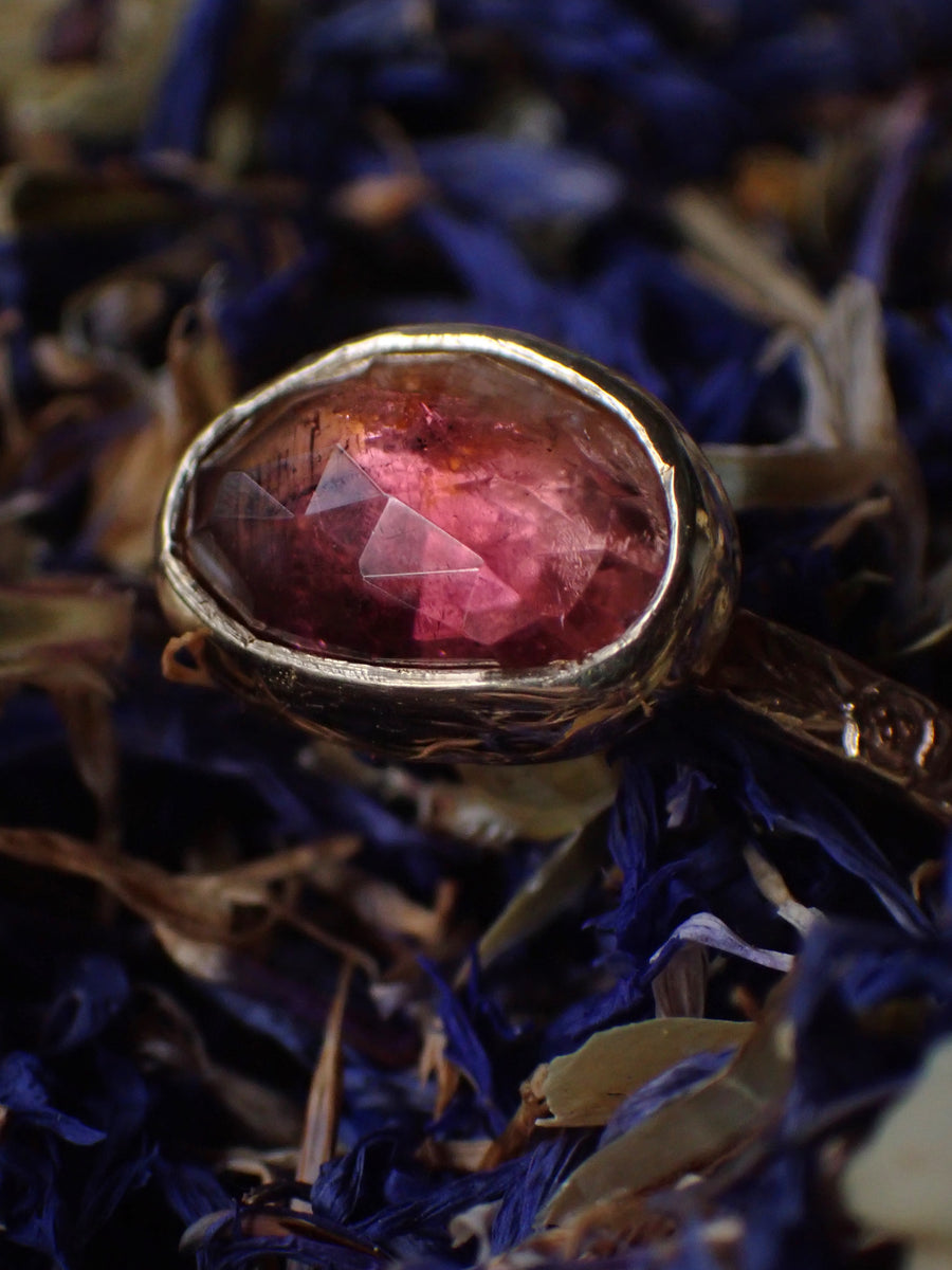 Peach Blossom Band | Gold Pink Tourmaline Ring (OOAK & Ready to Ship)