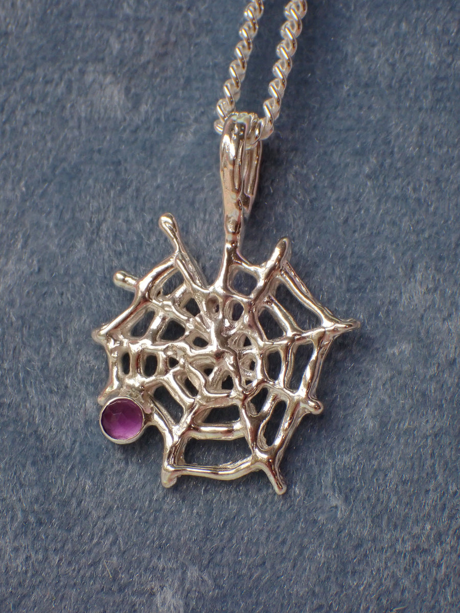 Orb Weaver Pendant | Gold or Silver Cobweb Necklace (Made to Order)