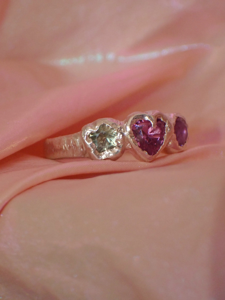 The Fig Ring | Silver Alexandrite + Sapphire Ring | Size 7 / N 1/2 (OOAK + Ready to Ship)