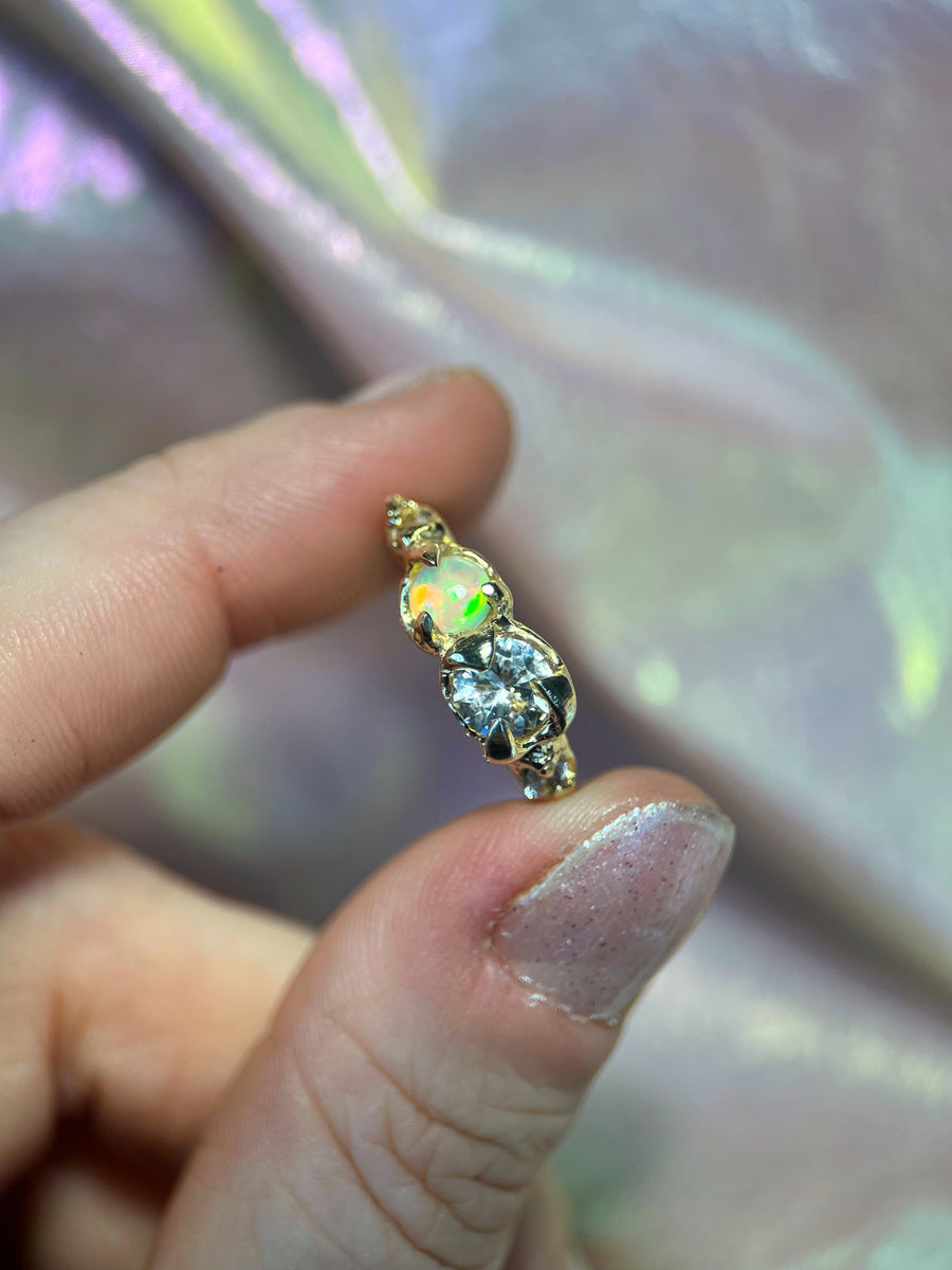 Faerie Dewdrop Ring | Gold Opal Ring | Size 7 / N (OOAK + Ready to Ship)