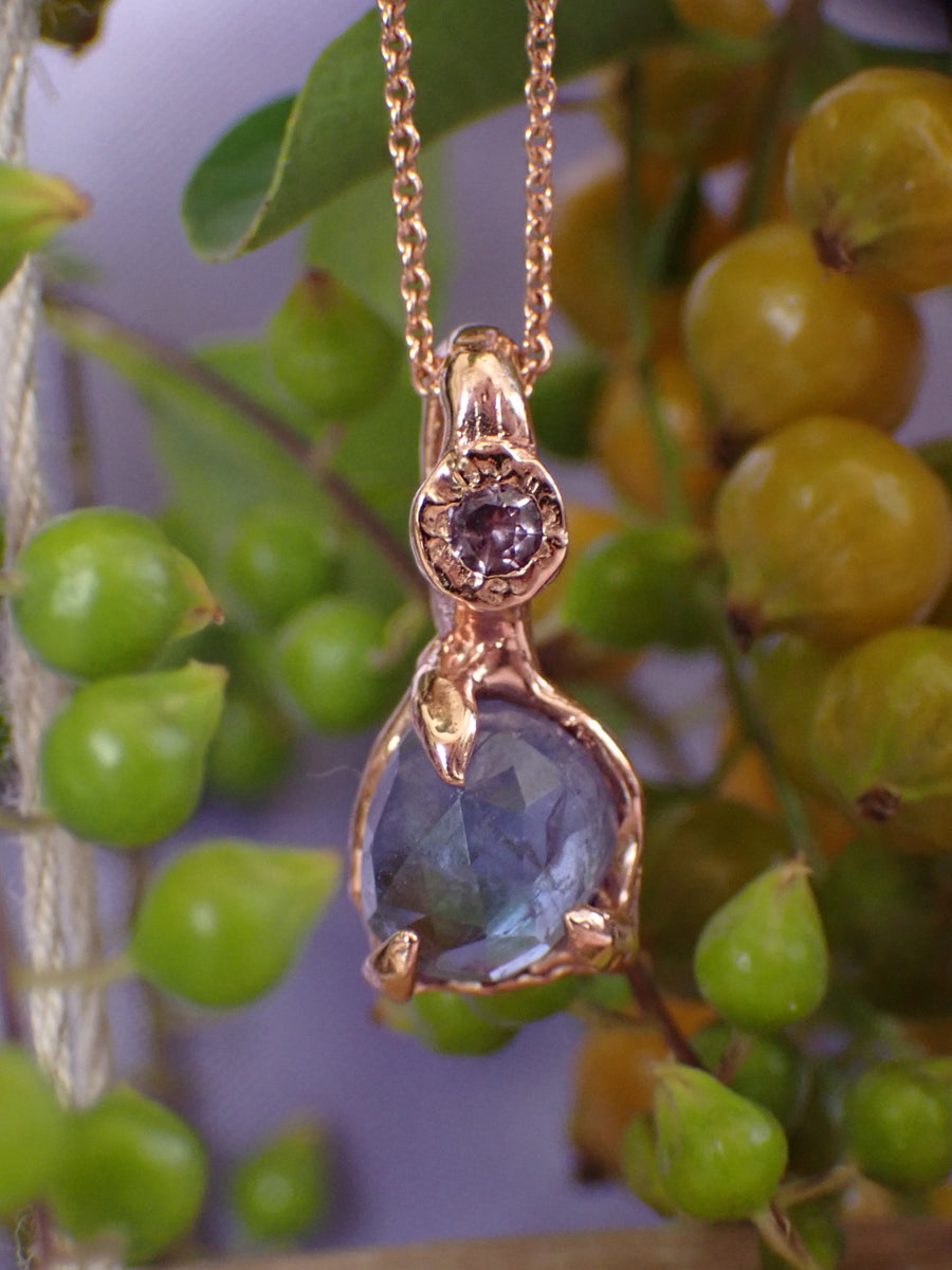 Lavender Drop Pendant | Rose Gold Tanzanite & Alexandrite Necklace (OOAK & Ready to Ship)