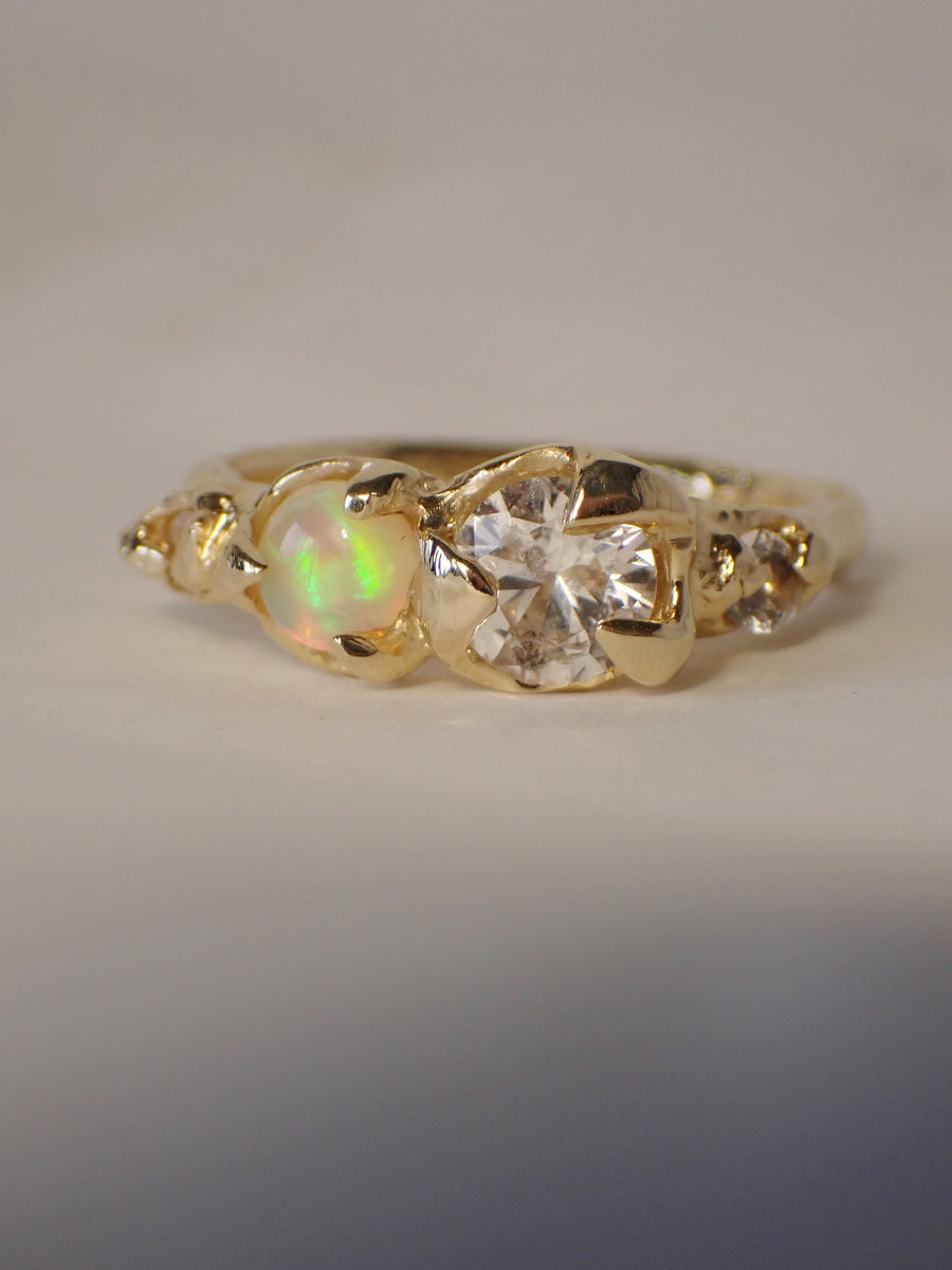 Faerie Dewdrop Ring | Gold Opal Ring | Size 7 / N (OOAK + Ready to Ship)