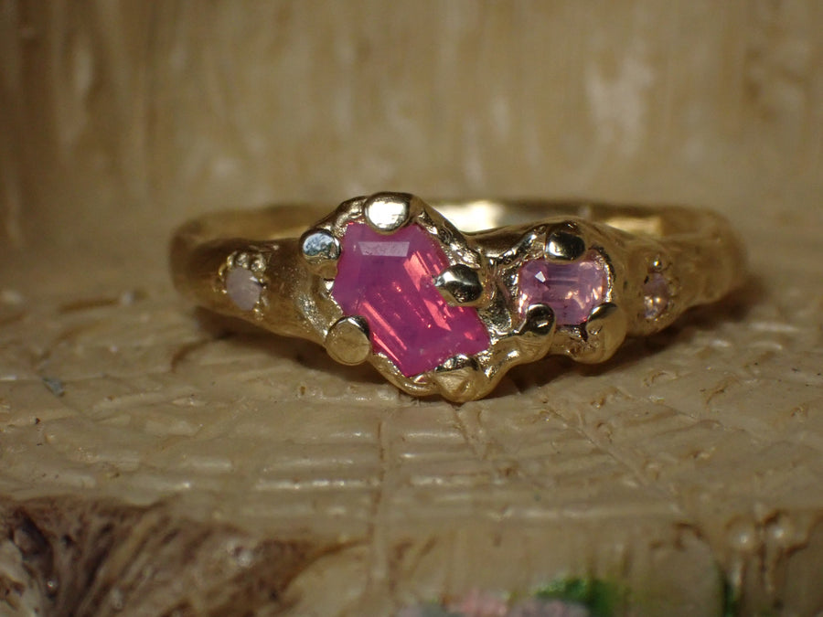 Fairy Floss Ring | Gold Pink Sapphire Ring | Size 9 / R 1/2 (OOAK & Ready to Ship)