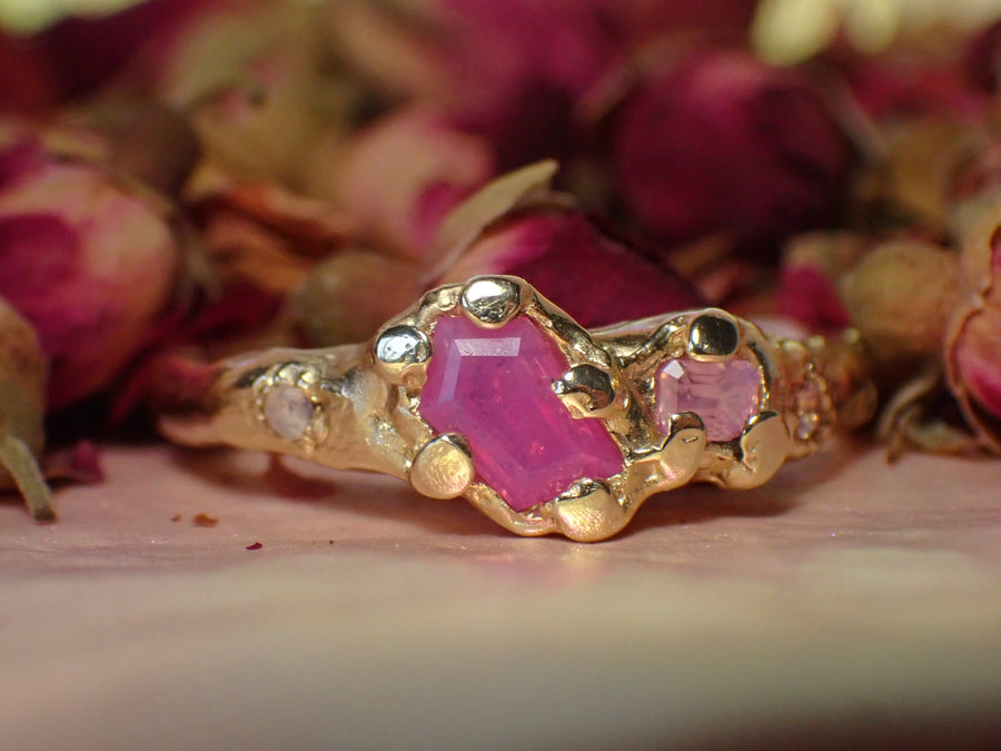 Fairy Floss Ring | Gold Pink Sapphire Ring | Size 9 / R 1/2 (OOAK & Ready to Ship)