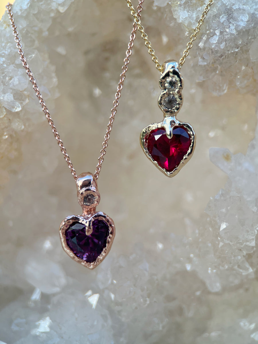 Midnight Love Pendant | Rose Gold Alexandrite Heart Necklace (OOAK & Ready to Ship)