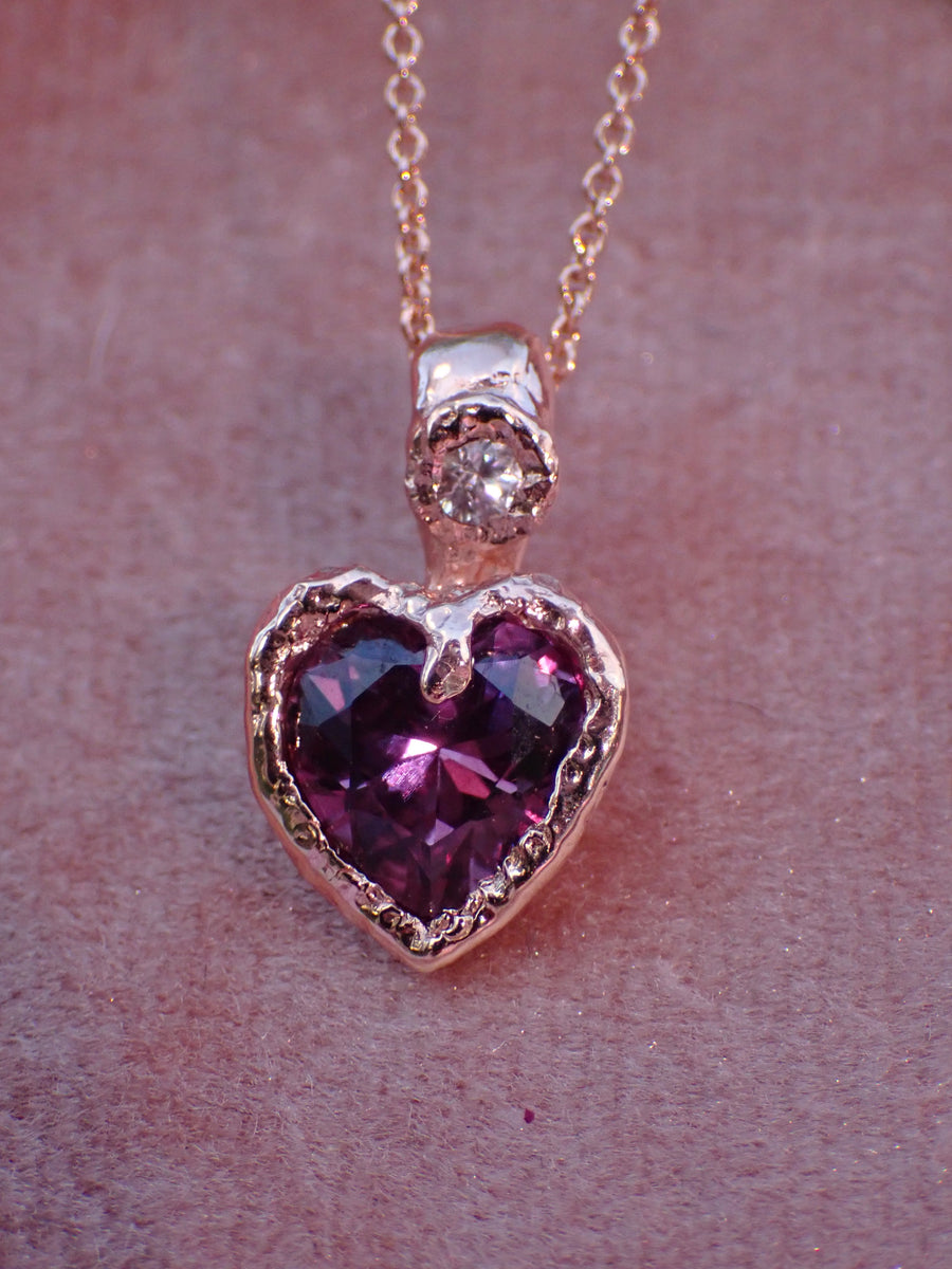 Midnight Love Pendant | Rose Gold Alexandrite Heart Necklace (OOAK & Ready to Ship)