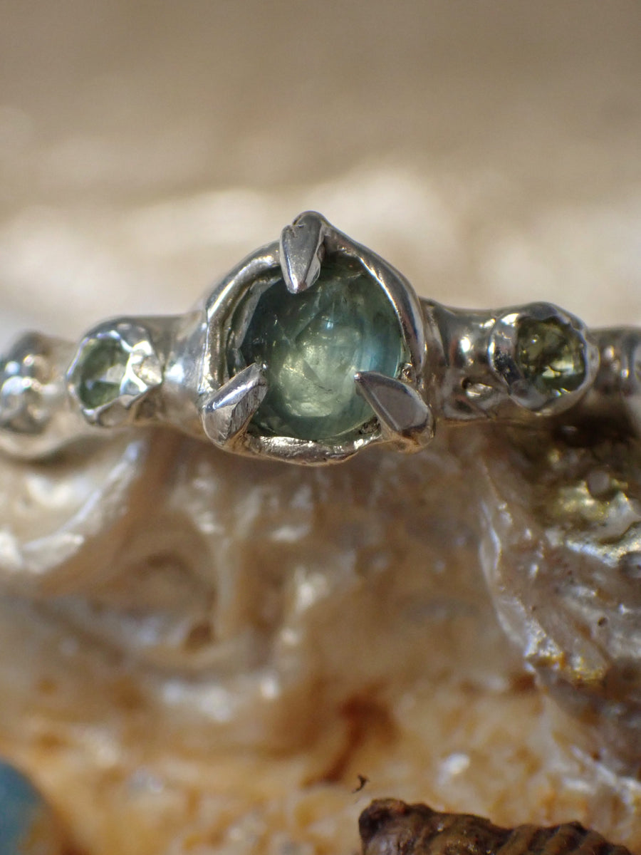 Water Nymph Band | Silver Australian Sapphire Ring | Size 9.25 / S (OOAK & Ready to Ship)