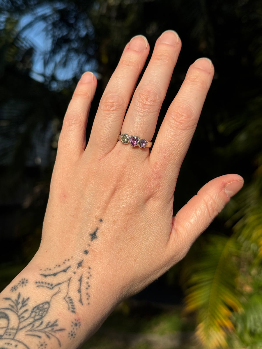 The Fig Ring | Silver Alexandrite + Sapphire Ring | Size 7 / N 1/2 (OOAK + Ready to Ship)