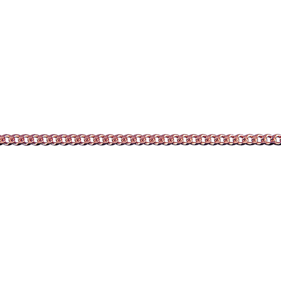 Rose gold chunky curb chain on a white background