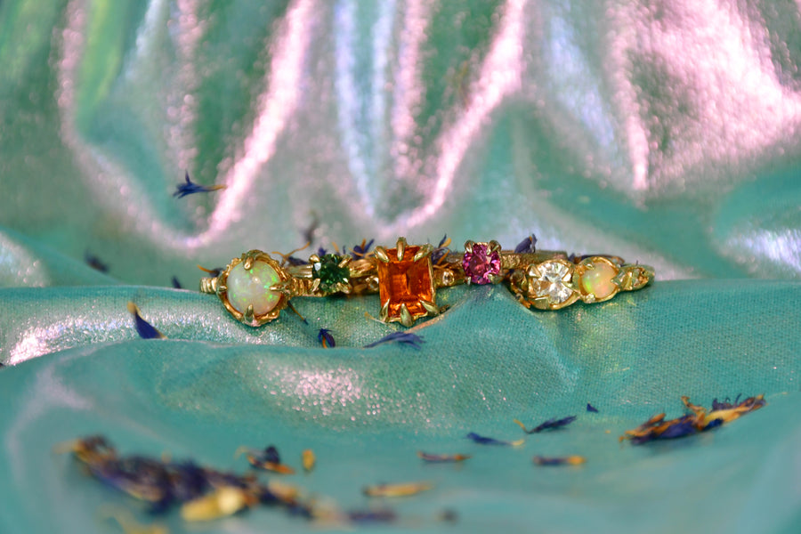 Faerie Dewdrop Ring | Gold Opal Ring | Size 7 / N (OOAK + Ready to Ship)