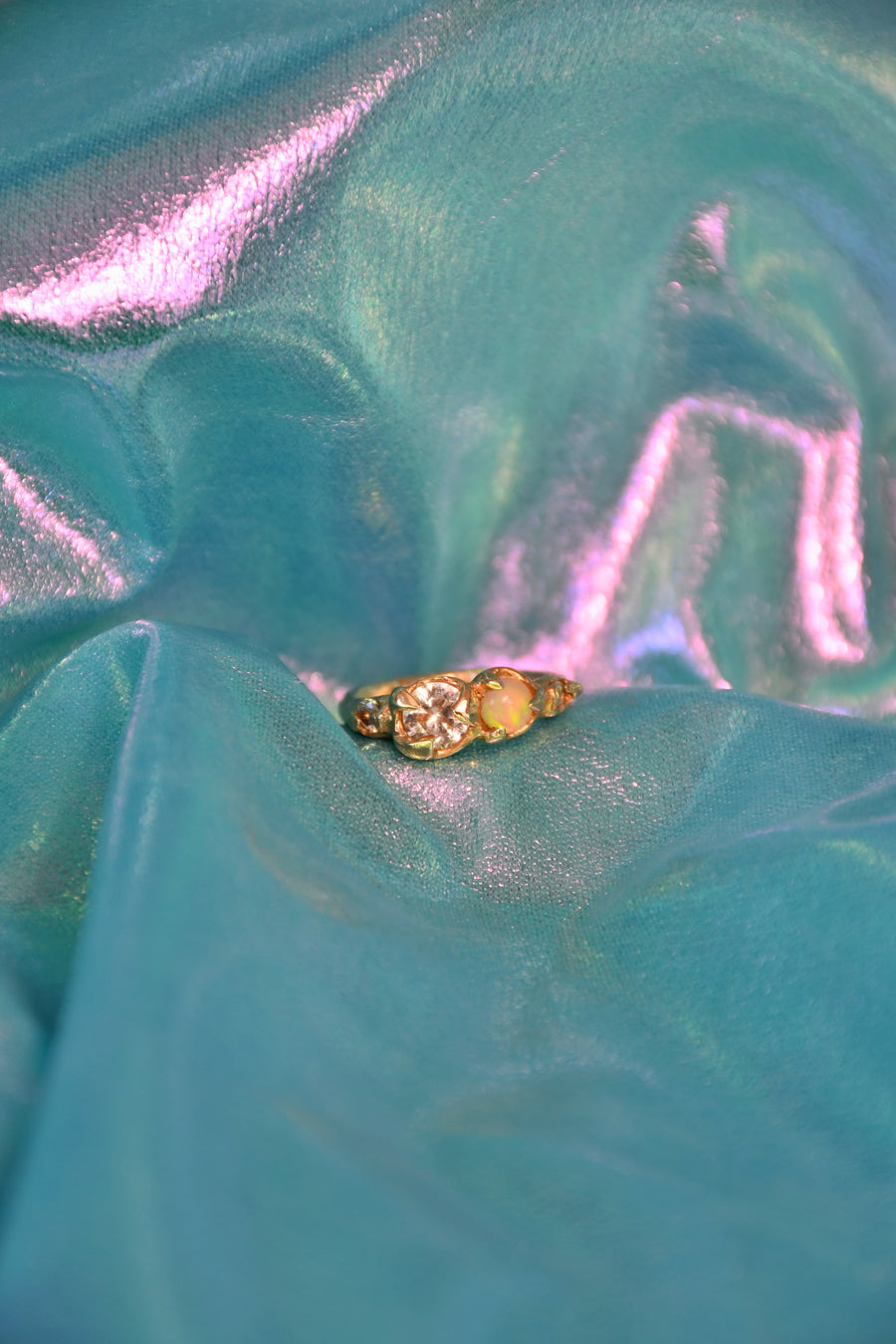 Faerie Dewdrop Ring | Gold Opal Ring | Size 7 / N (OOAK + Ready to Ship)