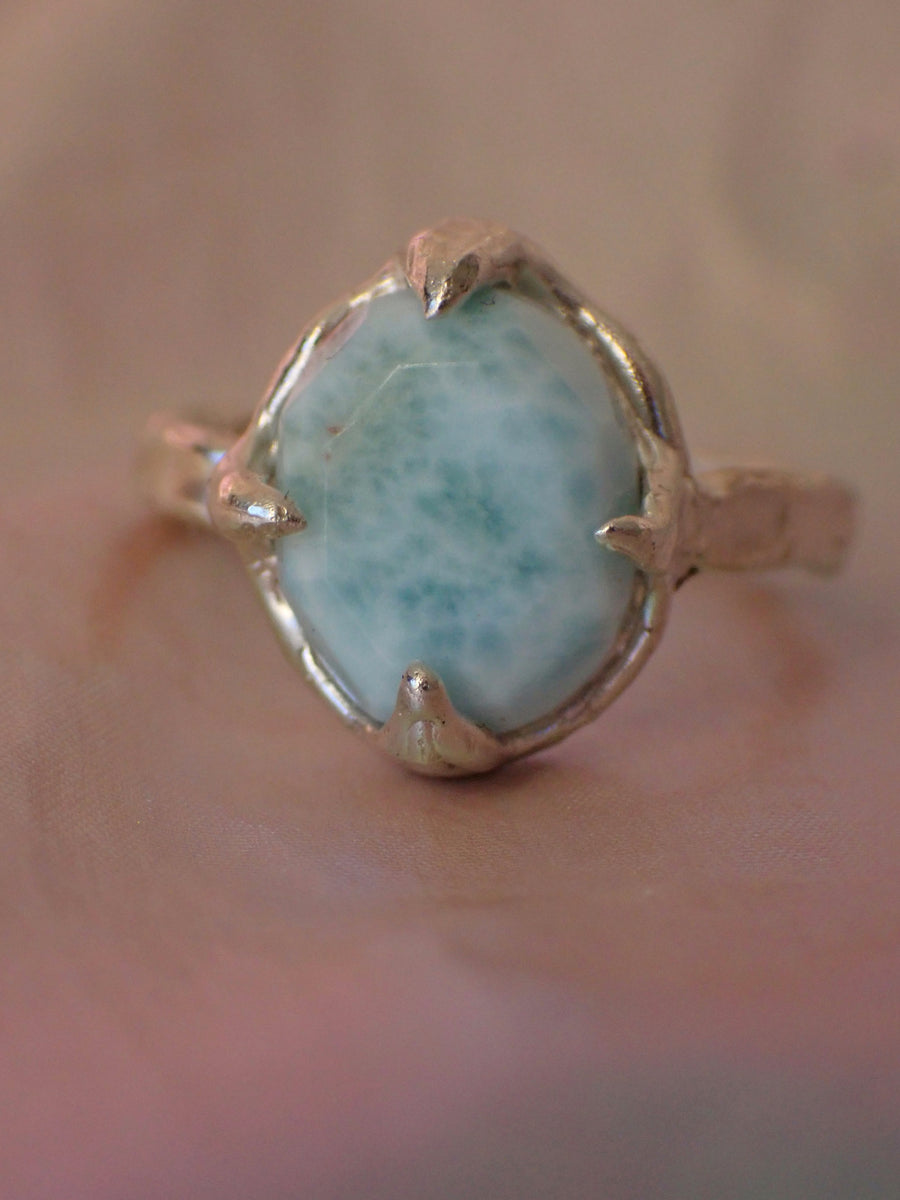 Caribbean Ring | Silver Larimar Ring | Size 6 / L 1/2 (OOAK & Ready to Ship)