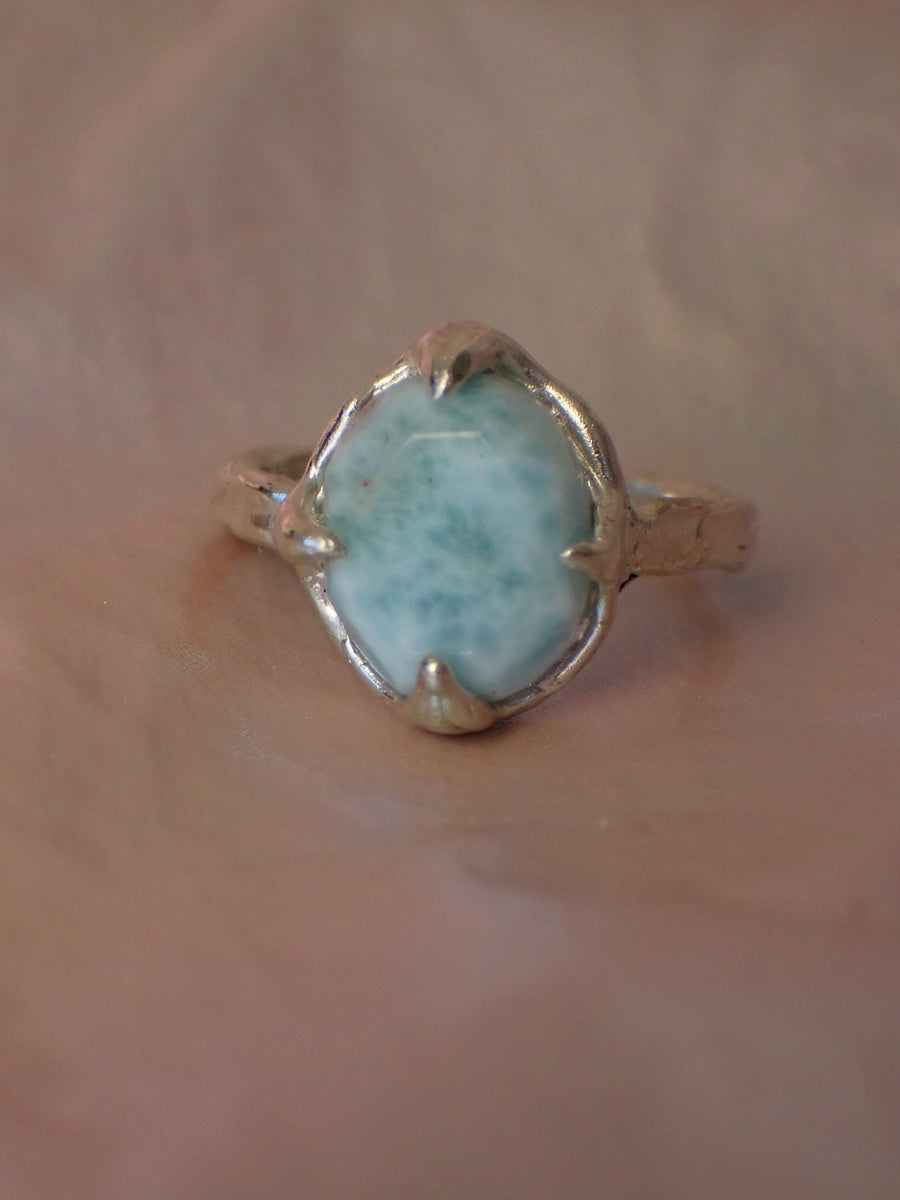 Caribbean Ring | Silver Larimar Ring | Size 6 / L 1/2 (OOAK & Ready to Ship)