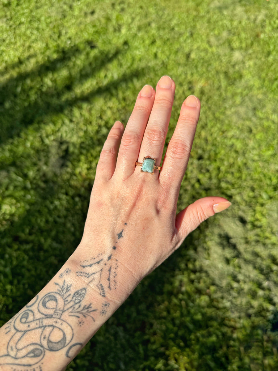 Atlantis Ring | Gold Larimar Ring | Size 8.5 / Q 1/2 (OOAK & Ready to Ship)