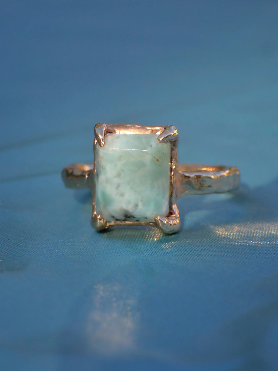 Atlantis Ring | Gold Larimar Ring | Size 8.5 / Q 1/2 (OOAK & Ready to Ship)