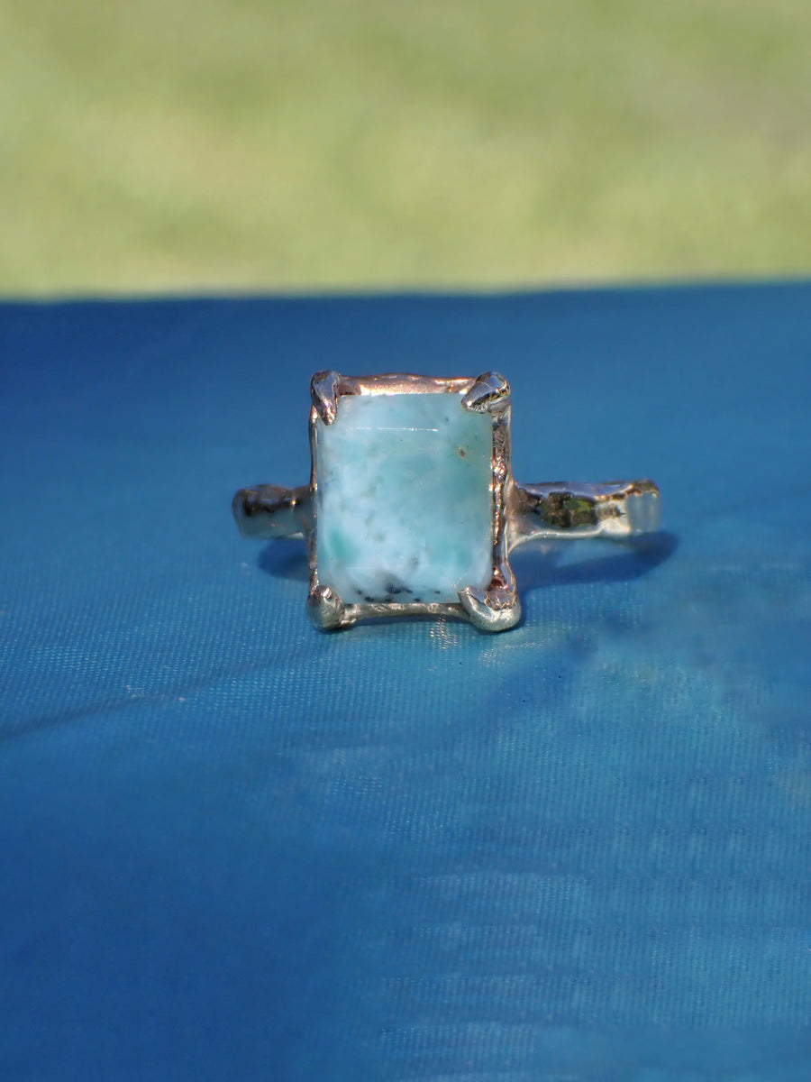 Atlantis Ring | Gold Larimar Ring | Size 8.5 / Q 1/2 (OOAK & Ready to Ship)