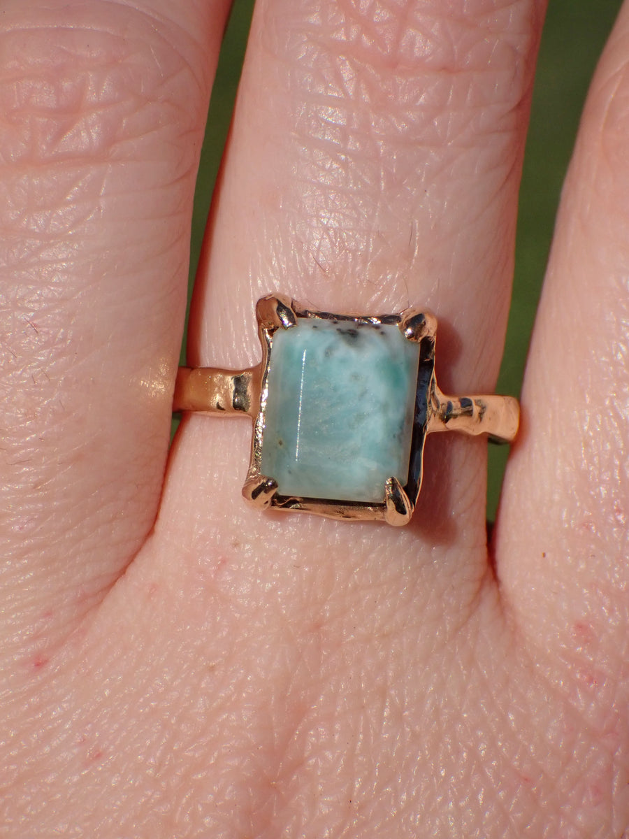 Atlantis Ring | Gold Larimar Ring | Size 8.5 / Q 1/2 (OOAK & Ready to Ship)