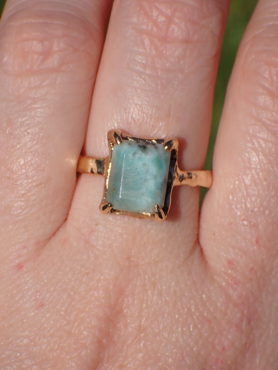 Atlantis Ring | Gold Larimar Ring | Size 8.5 / Q 1/2 (OOAK & Ready to Ship)