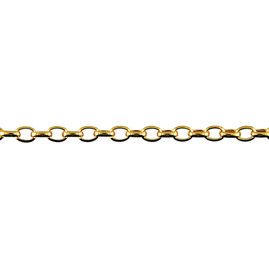 Oval Belcher Chain Bracelet, Yellow Gold on a white background