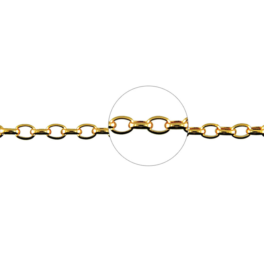Gold belcher chain bracelet on a white background with zoom in