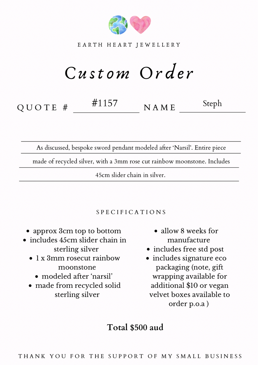 Custom Order #1157 Steph