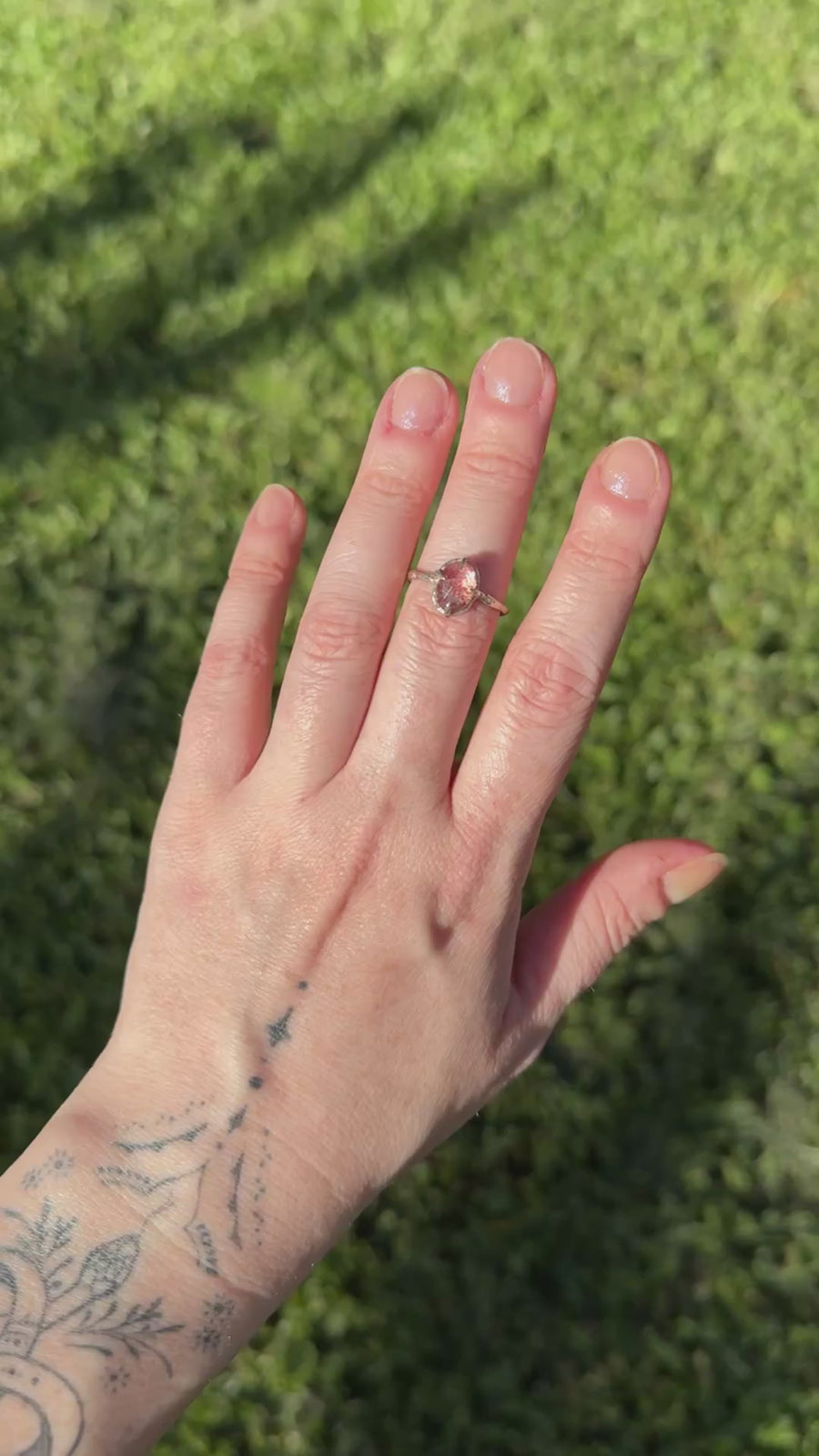 Strawberry Basket Band | Silver Strawberry Quartz Ring | Size 7.5 / O 1/2 (OOAK & Ready to Ship)