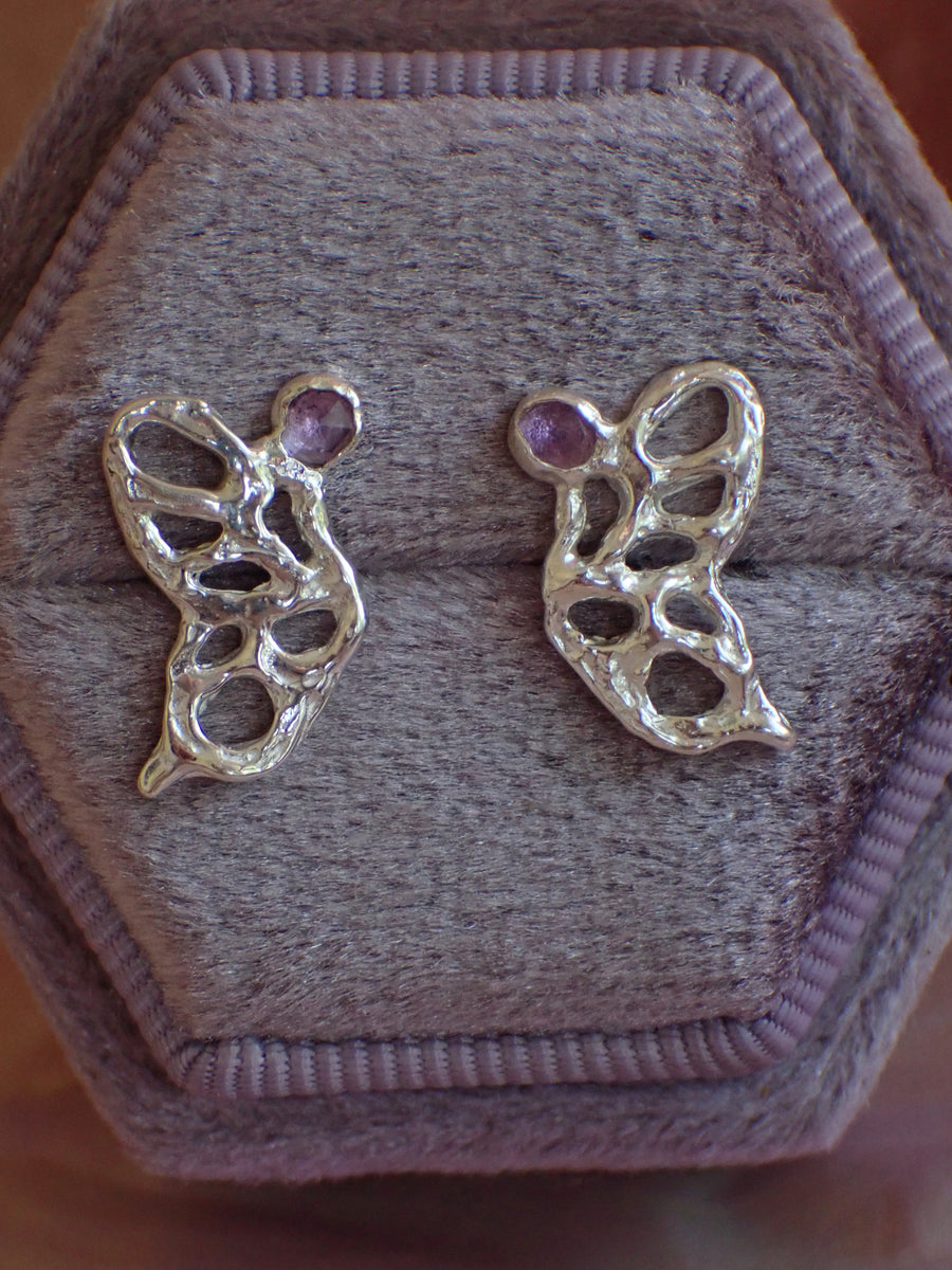 Monarch Studs | Custom Gemstone Butterfly Earrings