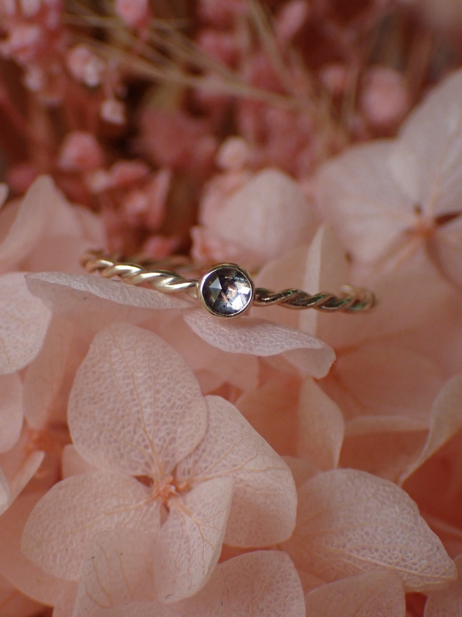 Pluto Band | Dainty Salt and Pepper Diamond Gold Ring
