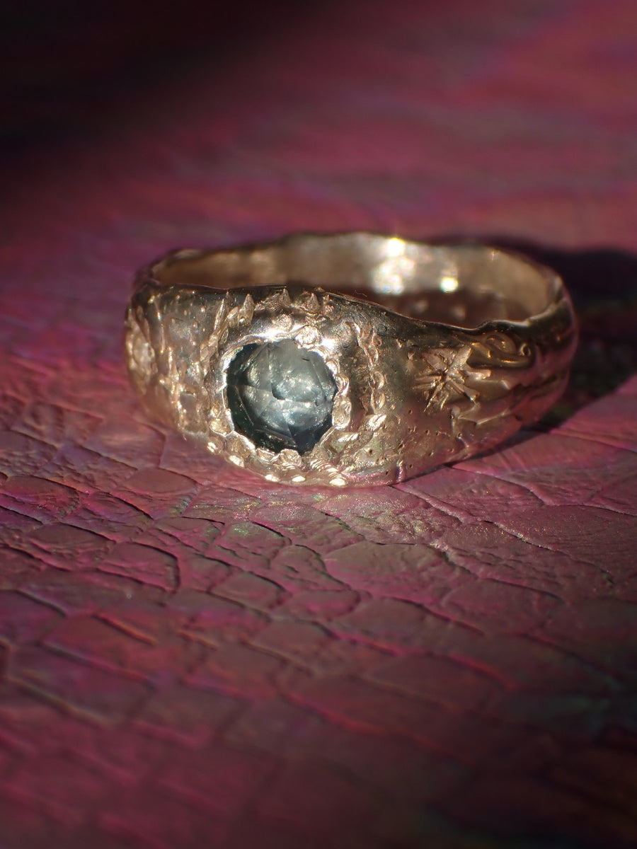 Whirlpool Galaxy Band | Australian Sapphire Silver Signet Ring