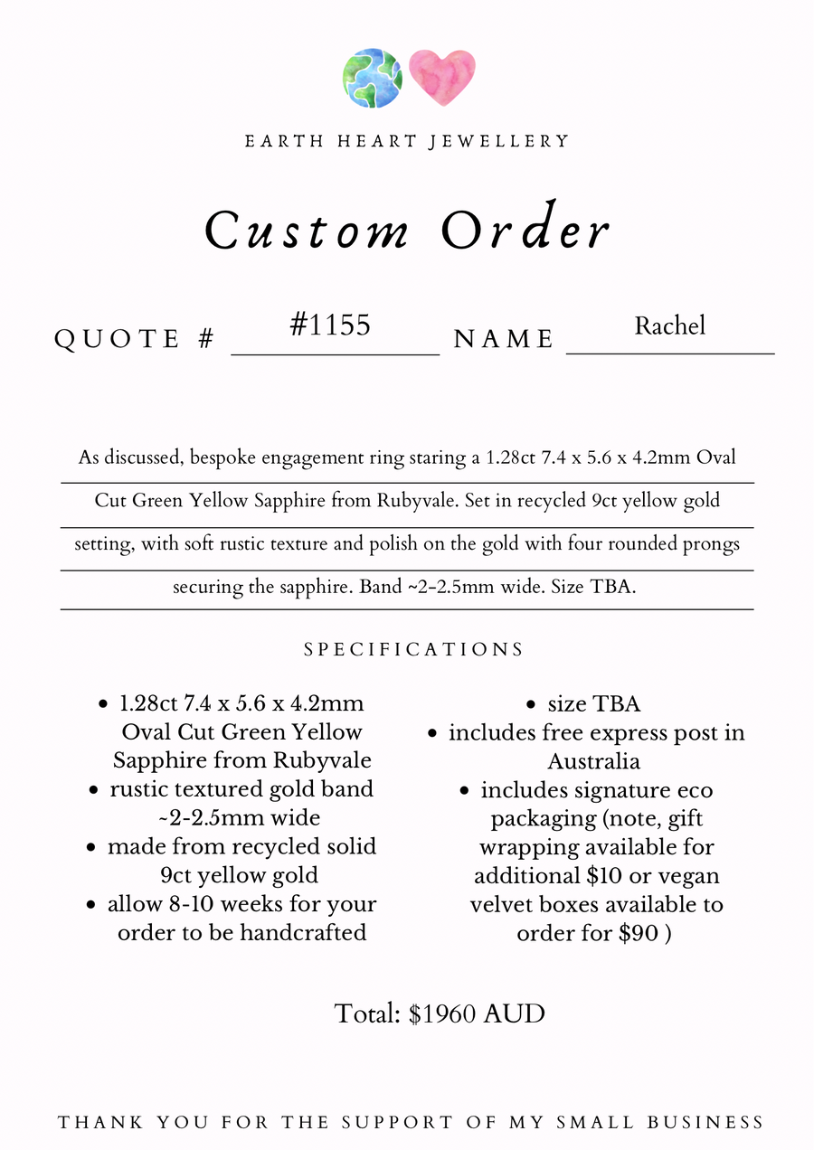 Custom Order #1155 Rachel