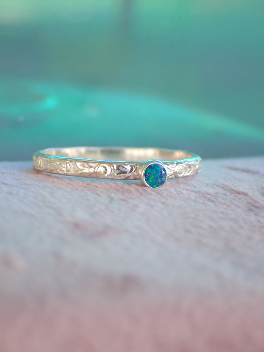 Roses by the Sea Band | Australian Opal Gold or Silver Ring
