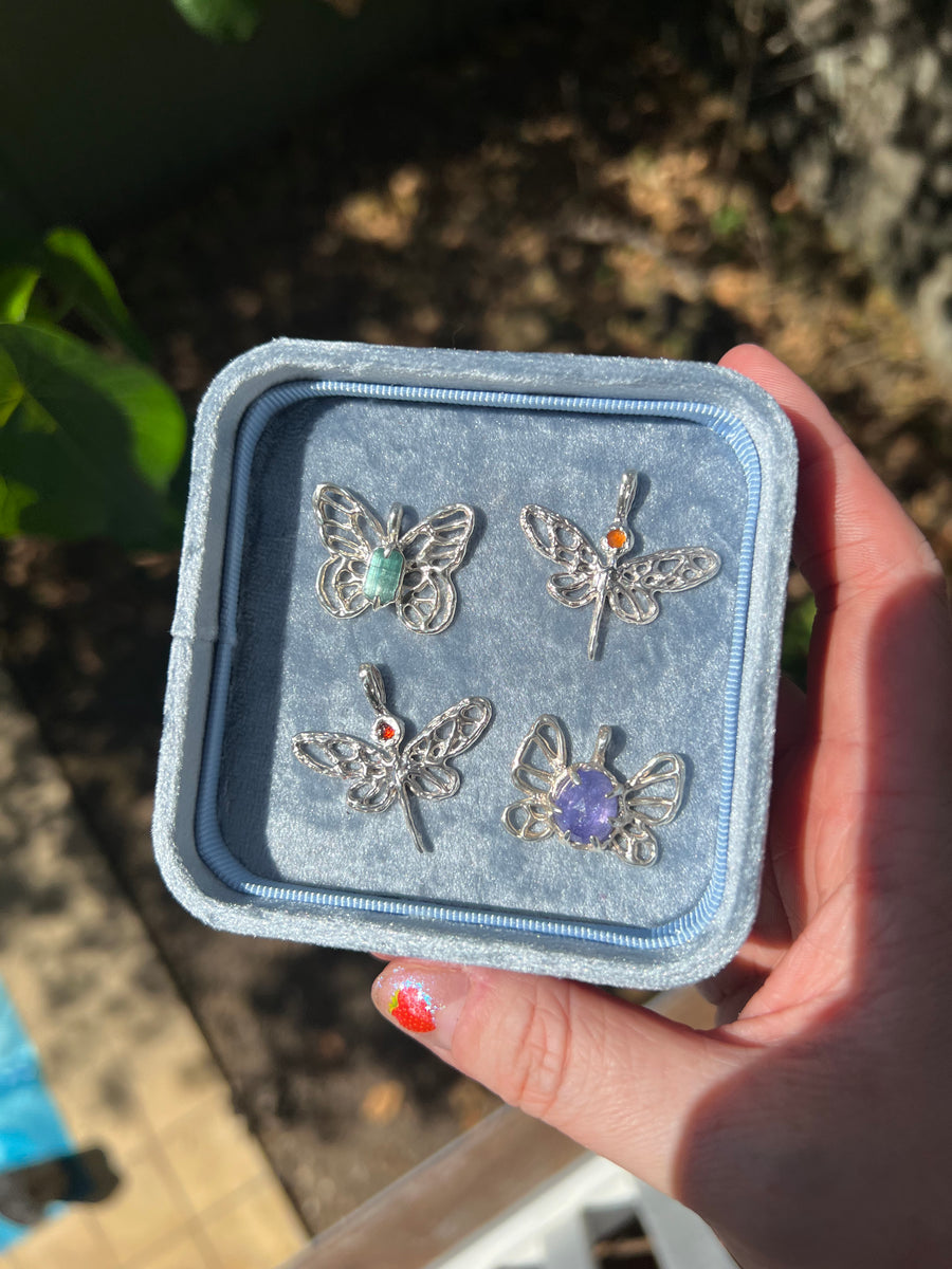 Holly Blue Butterfly Pendant | Blue Tourmaline Molten Silver Butterfly Necklace