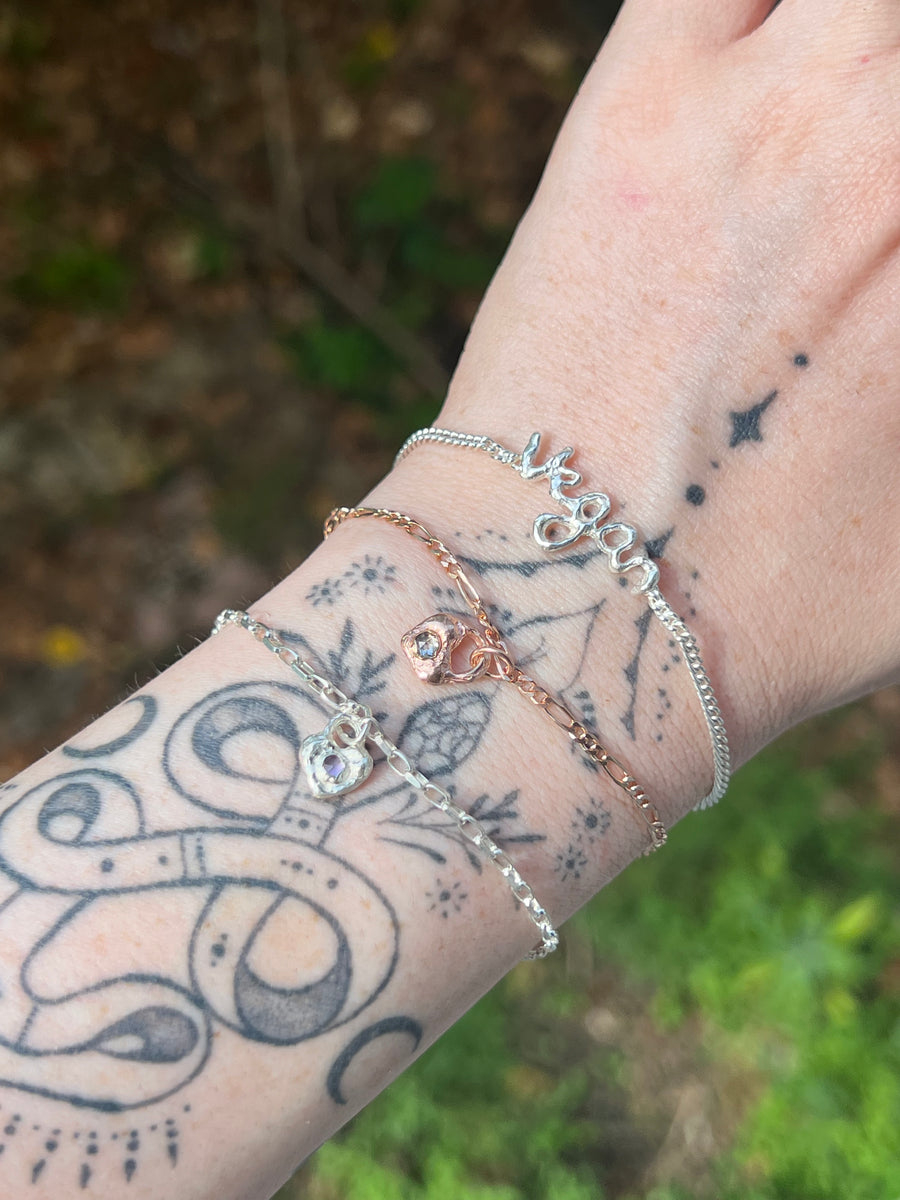 Vegan Bracelet  | Gold or Silver Handwritten Plant Based Bracelet (Made to Order)