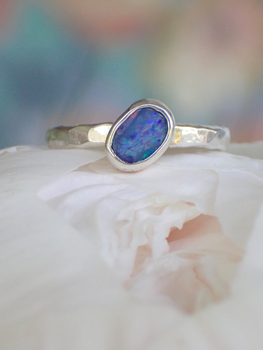Seafire Band | Silver Australian Opal Ring