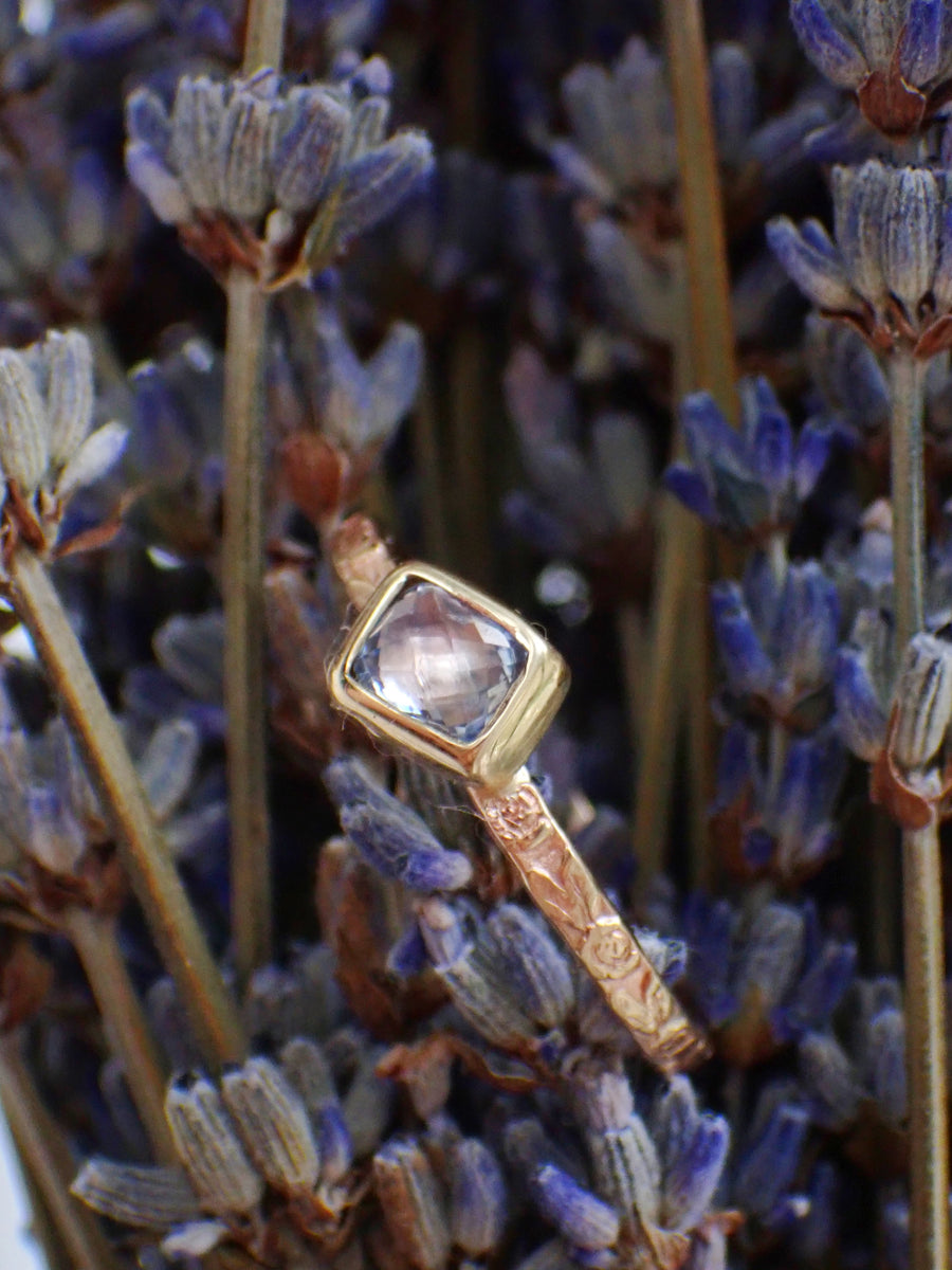 Love in Mist Engagement Ring | Yellow Gold Sapphire Ring (OOAK & Ready to Ship)