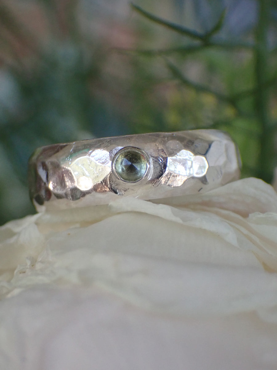 Mercury Band | Custom Gemstone Gold or Silver Textured Ring
