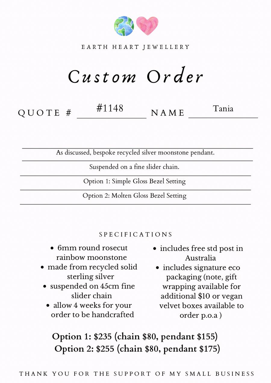 Custom Order #1148 Tania