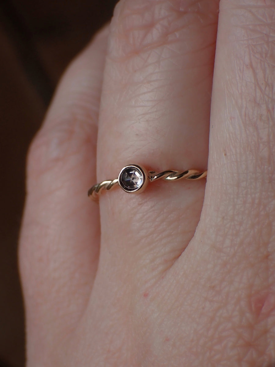 Pluto Band | Dainty Salt and Pepper Diamond Gold Ring
